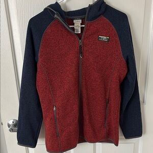 L.L. Bean Youth Red and Navy Zip Up Hoodie